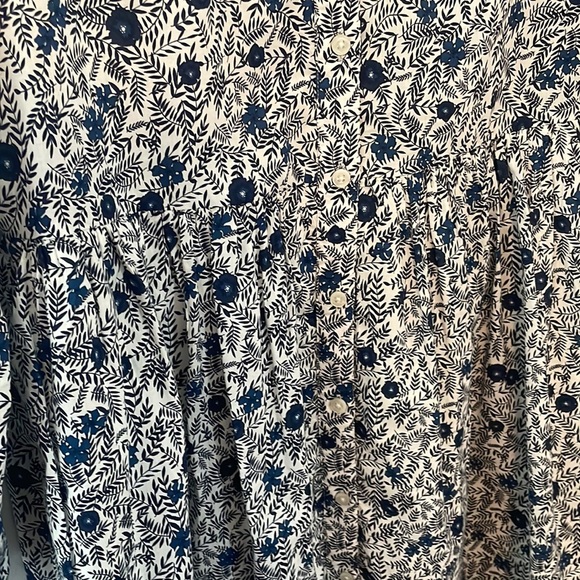 J. Crew Button Shirt Dress - Navy and Royal Floral - Picture 3 of 6